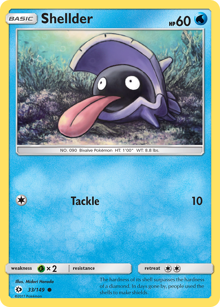 Shellder 33/149 English Pokémon card from Sun & Moon (2017)