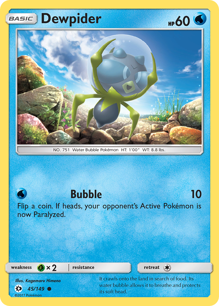 Dewpider 45/149 English Pokémon card from Sun & Moon (2017)