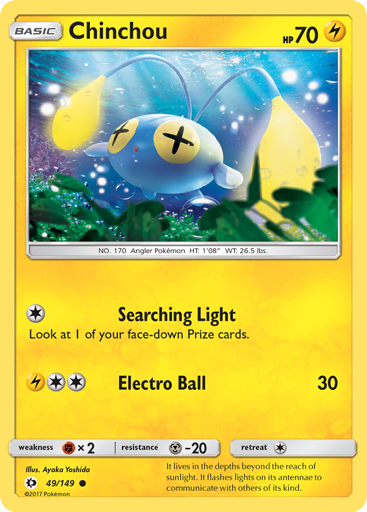 Chinchou 49/149 English Pokémon card from Sun & Moon (2017)