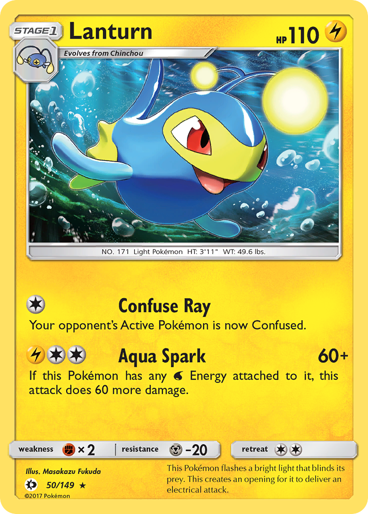 Lanturn 50/149 English Pokémon card from Sun & Moon (2017)
