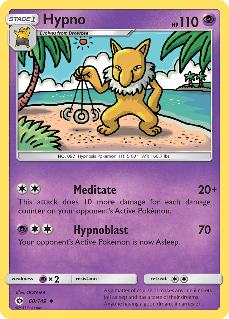 Hypno 60/149 English Pokémon card from Sun & Moon (2017)