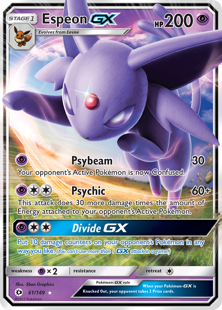 Espeon-GX 61/149 English Pokémon card from Sun & Moon (2017)