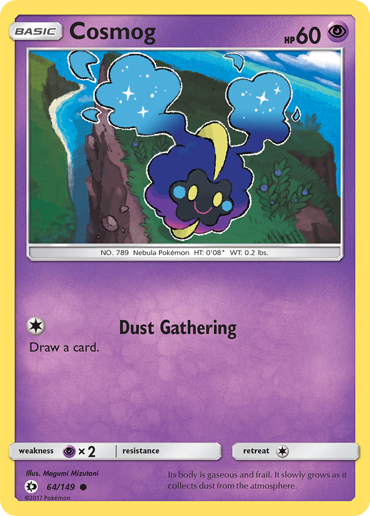 Cosmog 64/149 English Pokémon card from Sun & Moon (2017)