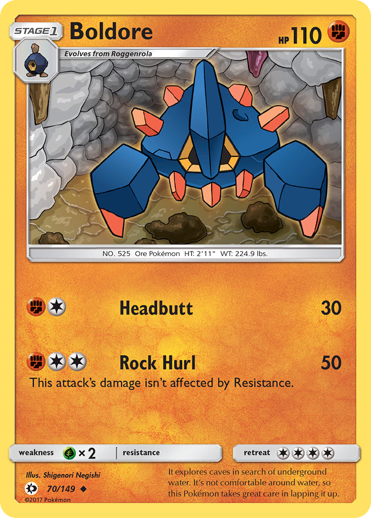 Boldore 70/149 English Pokémon card from Sun & Moon (2017)