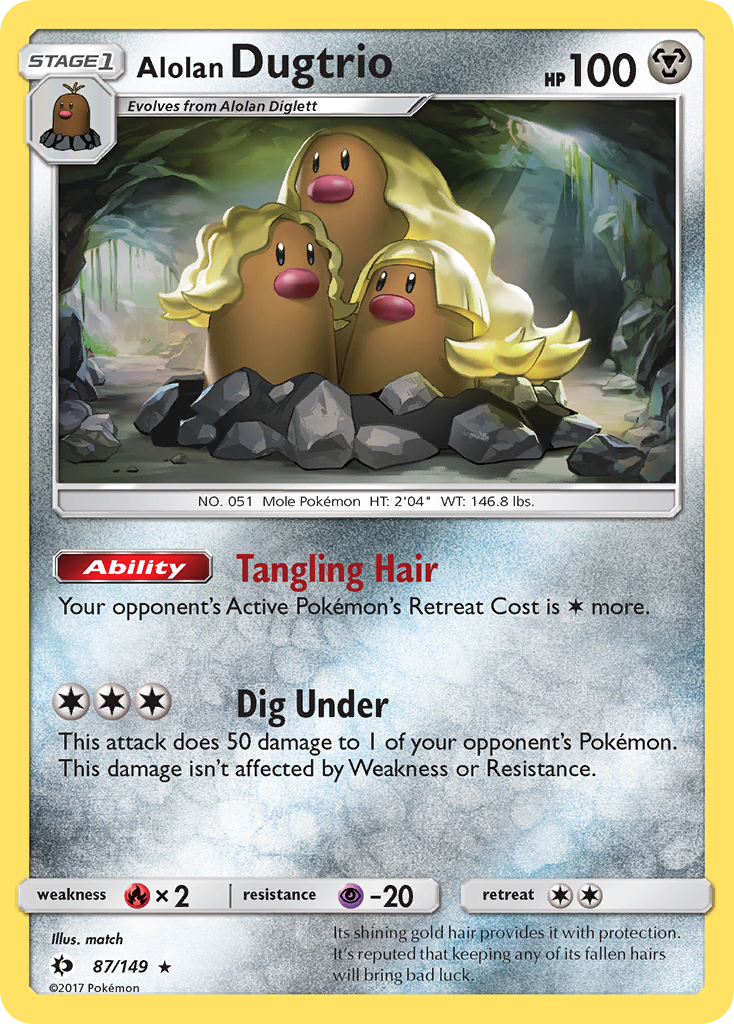 Alolan Dugtrio 87/149 English Pokémon card from Sun & Moon (2017)