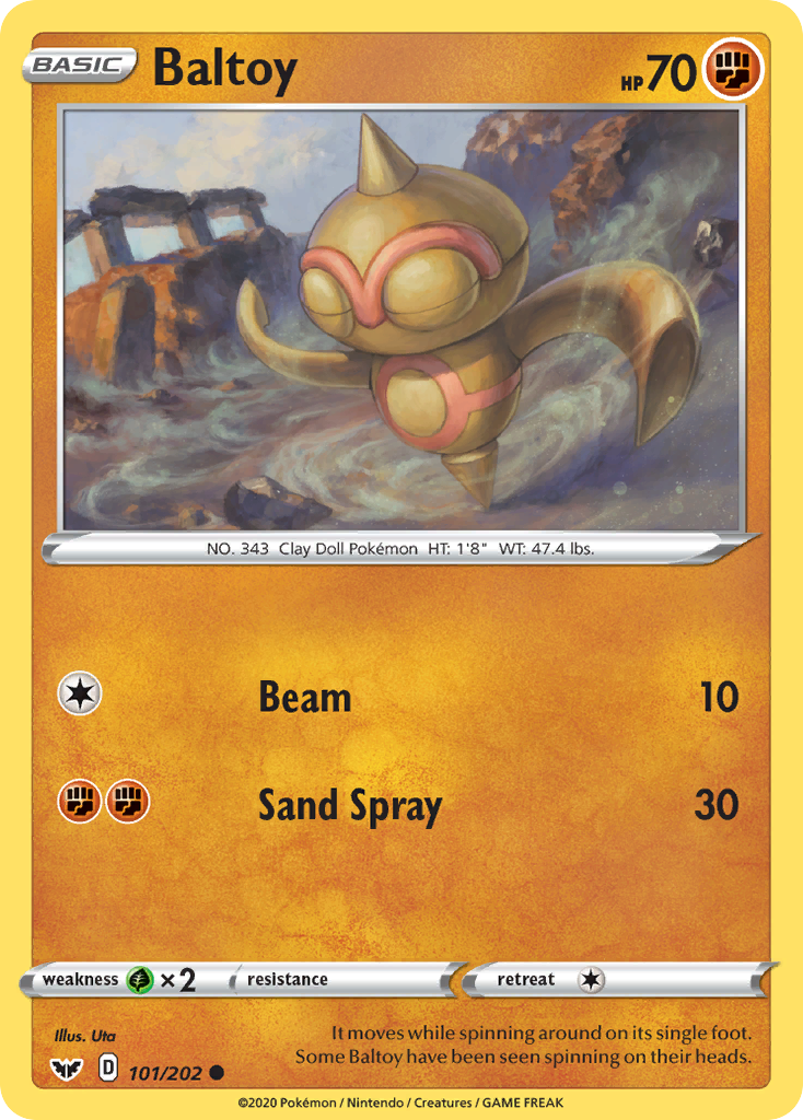 Baltoy 101/202 English Pokémon card from Sword & Shield (2020)