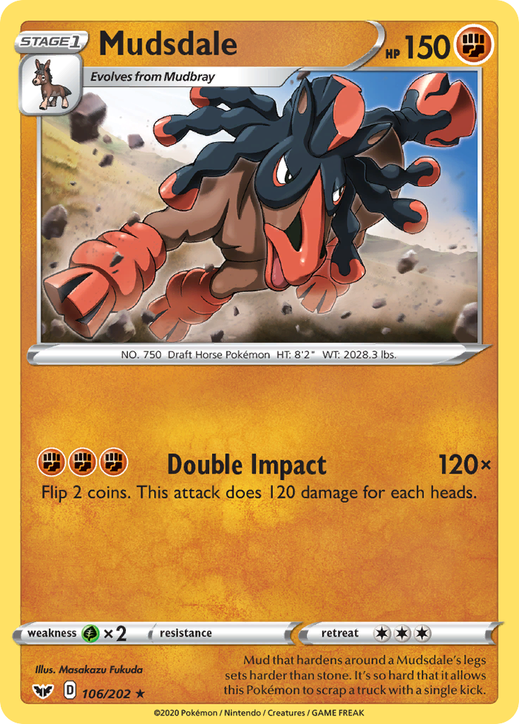 Mudsdale 106/202 English Pokémon card from Sword & Shield (2020)