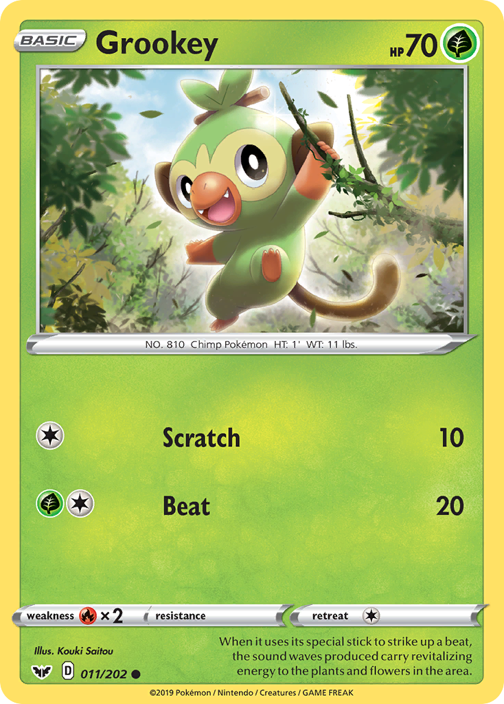 Grookey 11/202 English Pokémon card from Sword & Shield (2020)