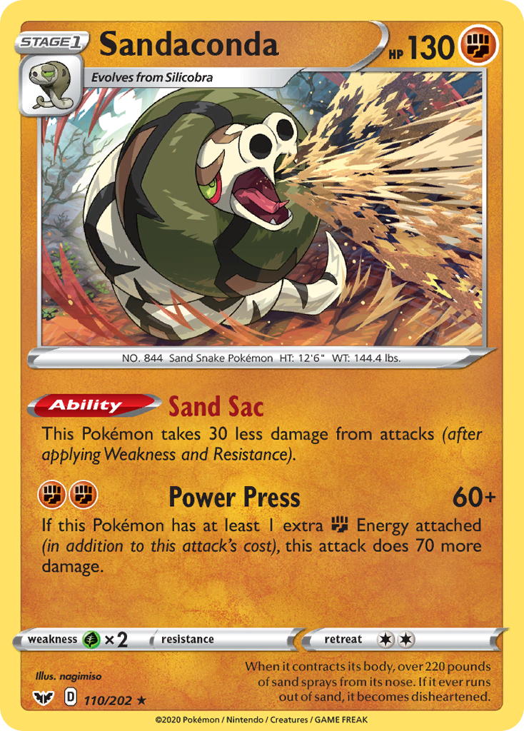 Sandaconda 110/202 English Pokémon card from Sword & Shield (2020)