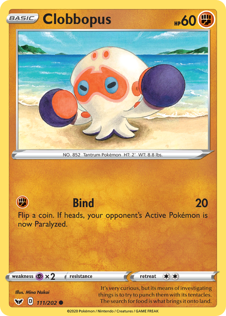 Clobbopus 111/202 English Pokémon card from Sword & Shield (2020)