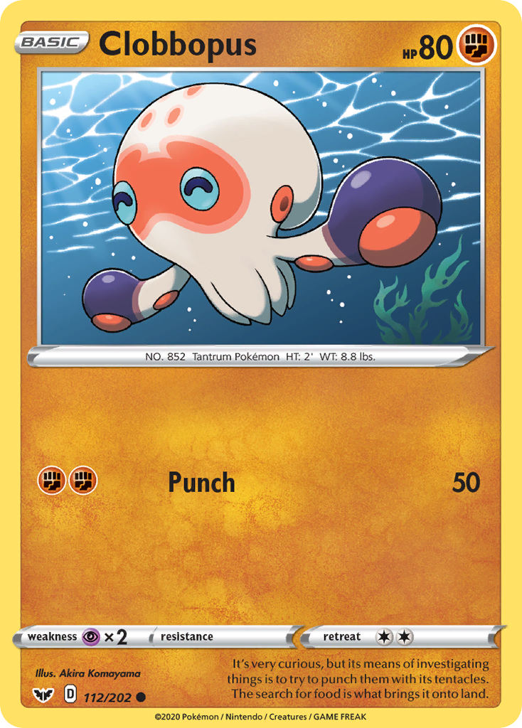 Clobbopus 112/202 English Pokémon card from Sword & Shield (2020)