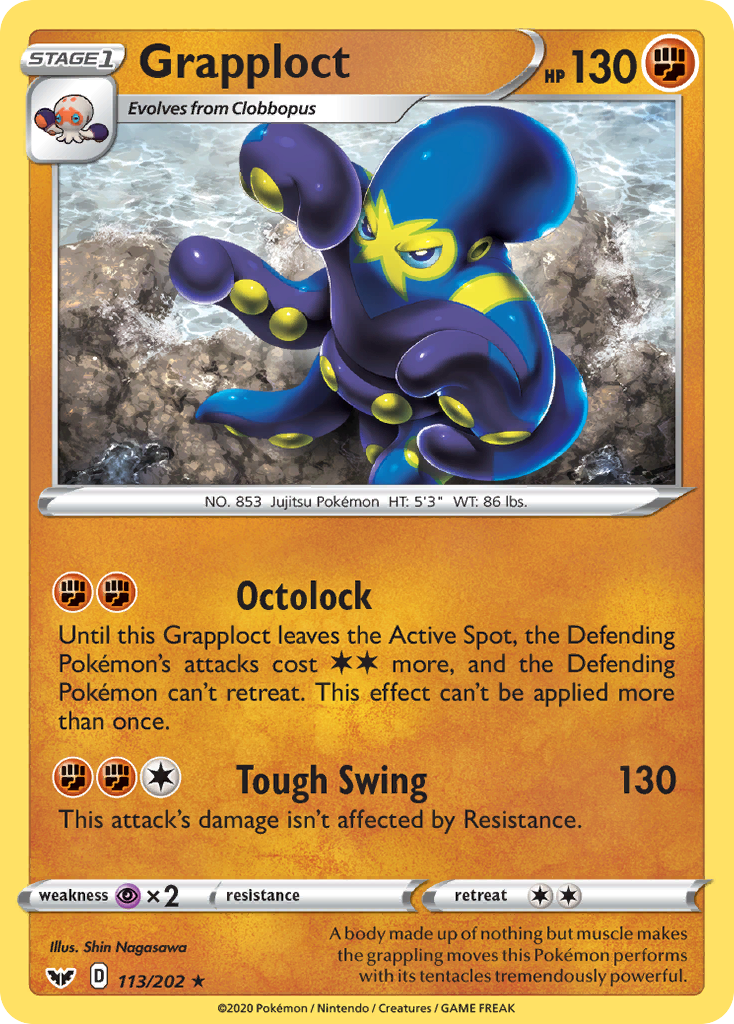 Grapploct 113/202 English Pokémon card from Sword & Shield (2020)