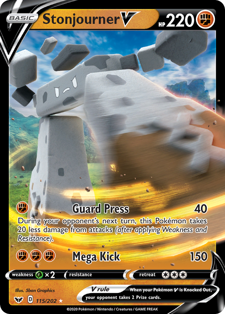 Stonjourner V 115/202 English Pokémon card from Sword & Shield (2020)
