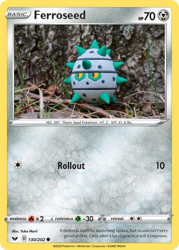 Ferroseed 130/202 English Pokémon card from Sword & Shield (2020)