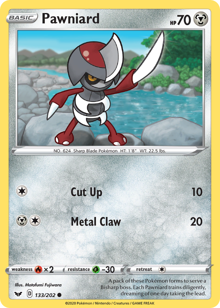 Pawniard 133/202 English Pokémon card from Sword & Shield (2020)
