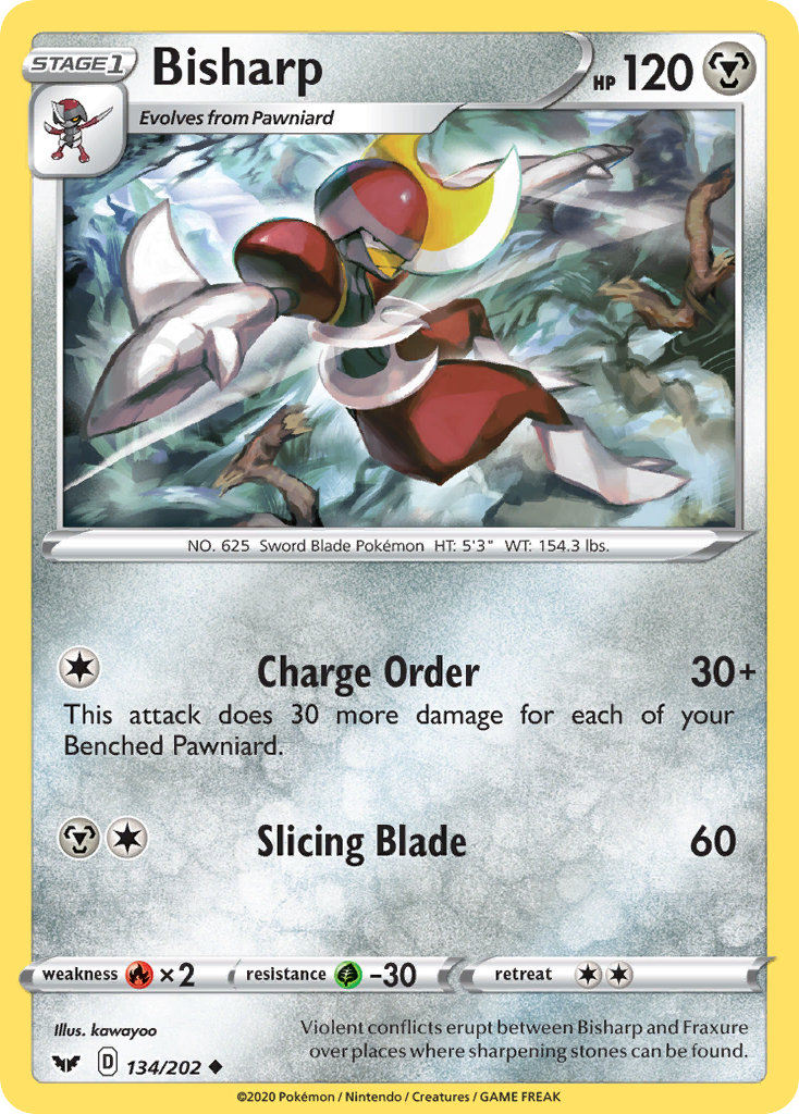 Bisharp 134/202 English Pokémon card from Sword & Shield (2020)