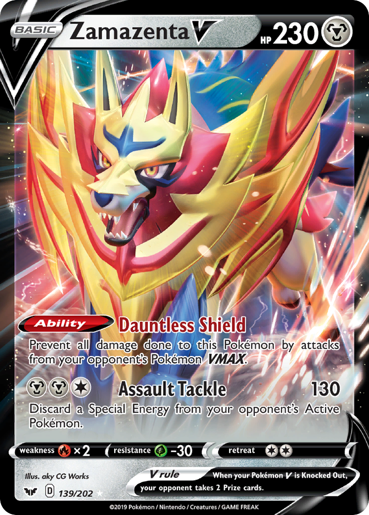Zamazenta V 139/202 English Pokémon card from Sword & Shield (2020)