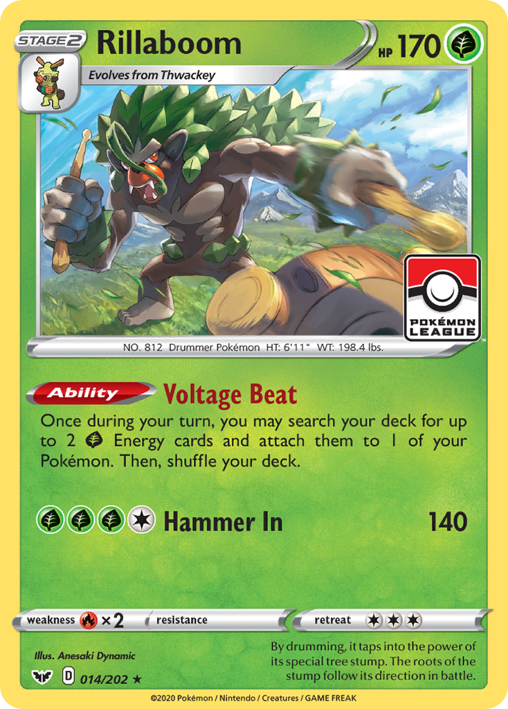 Rillaboom 14/202 English Pokémon card from Sword & Shield (2020)