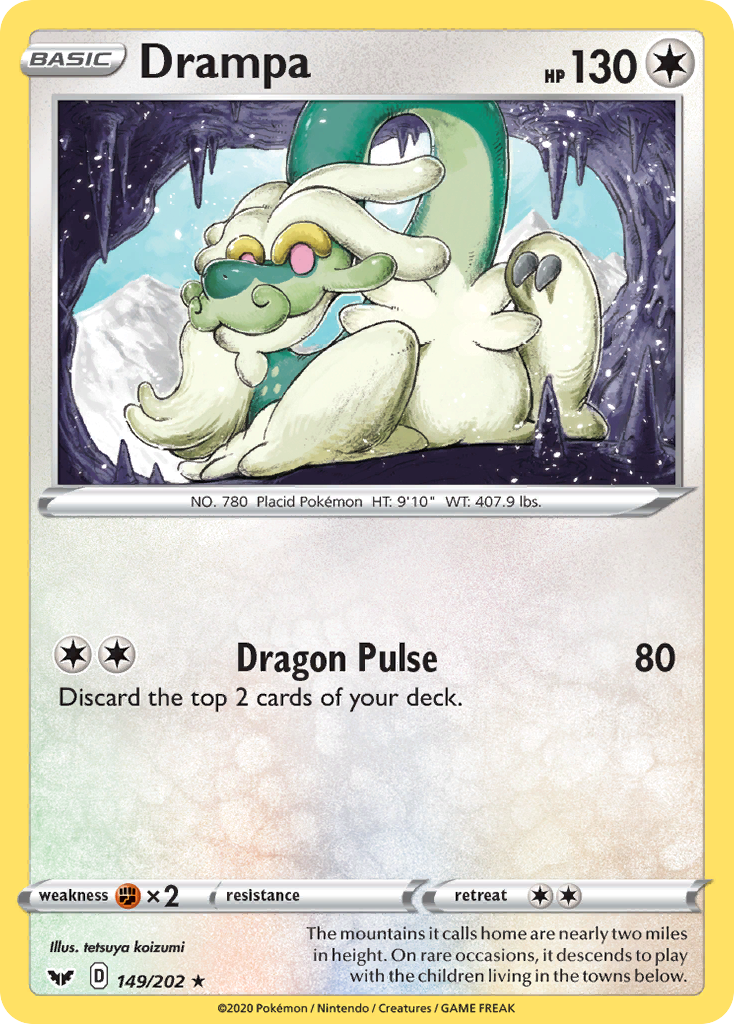 Drampa 149/202 English Pokémon card from Sword & Shield (2020)