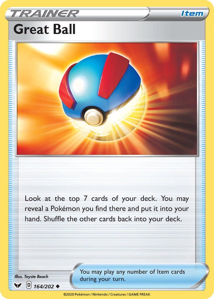 Great Ball 164/202 English Pokémon card from Sword & Shield (2020)