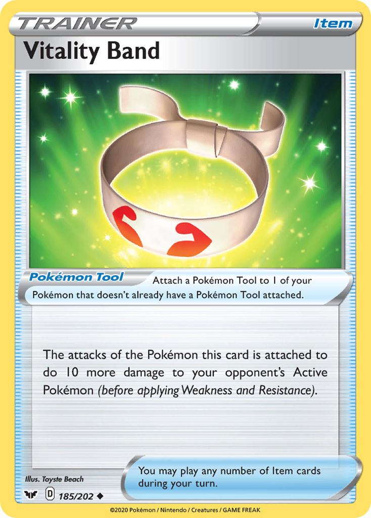 Vitality Band 185/202 English Pokémon card from Sword & Shield (2020)
