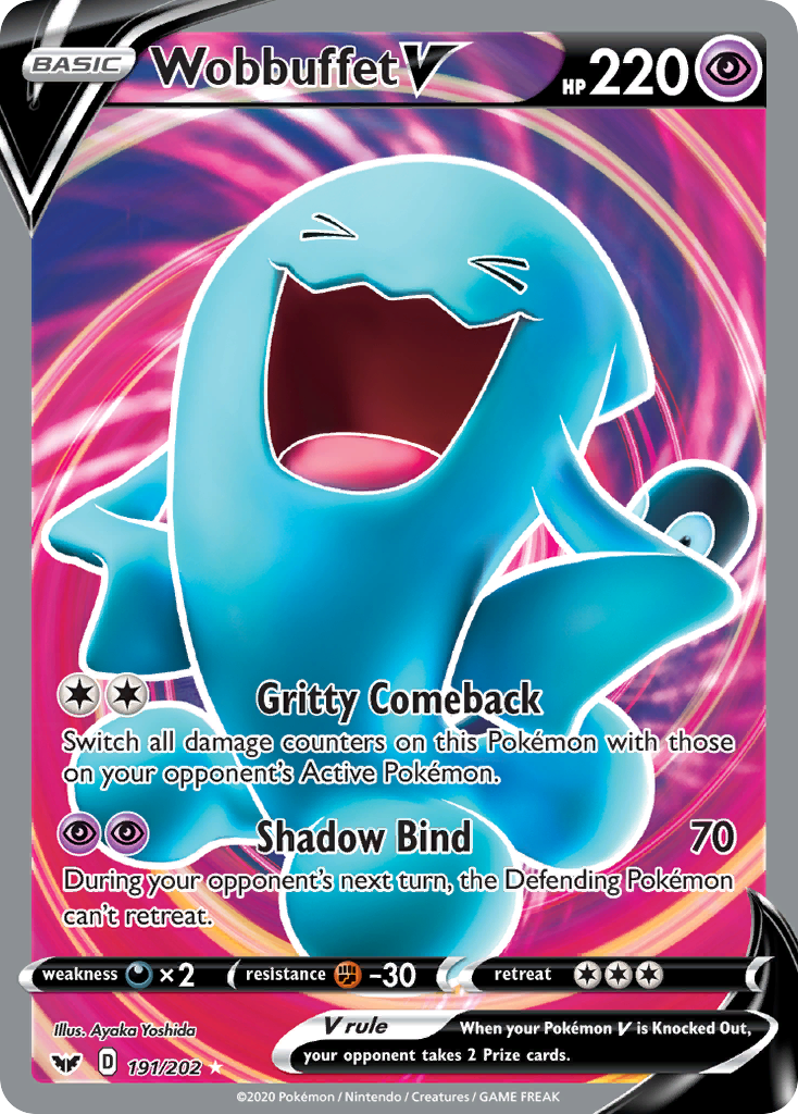 Wobbuffet V 191/202 English Pokémon card from Sword & Shield (2020)