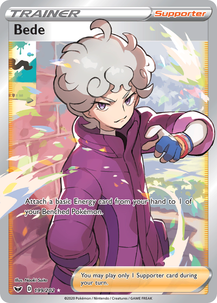 Bede 199/202 English Pokémon card from Sword & Shield (2020)
