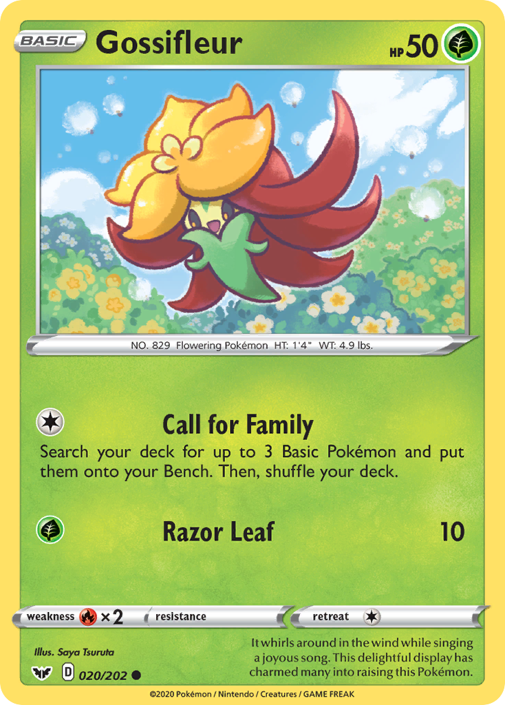Gossifleur 20/202 English Pokémon card from Sword & Shield (2020)