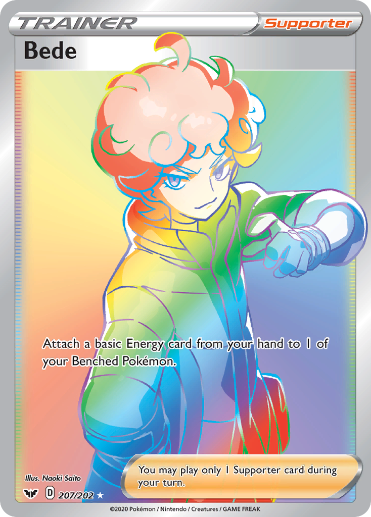 Bede 207/202 English Pokémon card from Sword & Shield (2020)