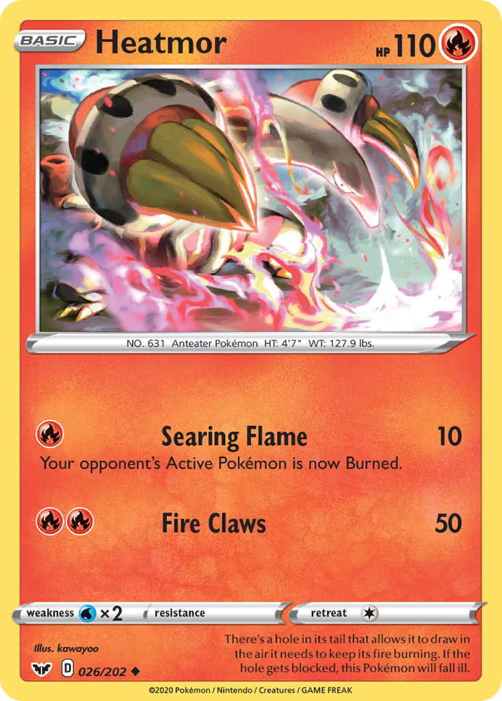 Heatmor 26/202 English Pokémon card from Sword & Shield (2020)