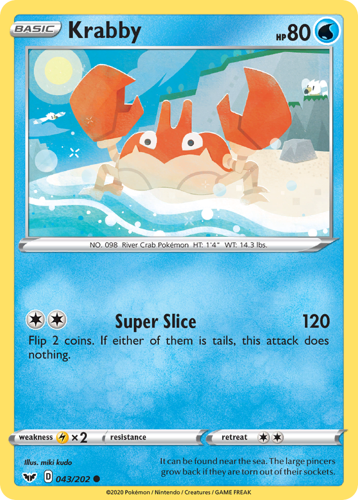 Krabby 43/202 English Pokémon card from Sword & Shield (2020)