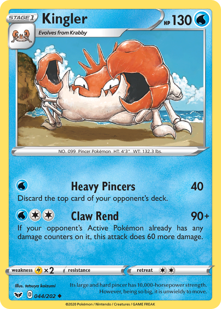 Kingler 44/202 English Pokémon card from Sword & Shield (2020)