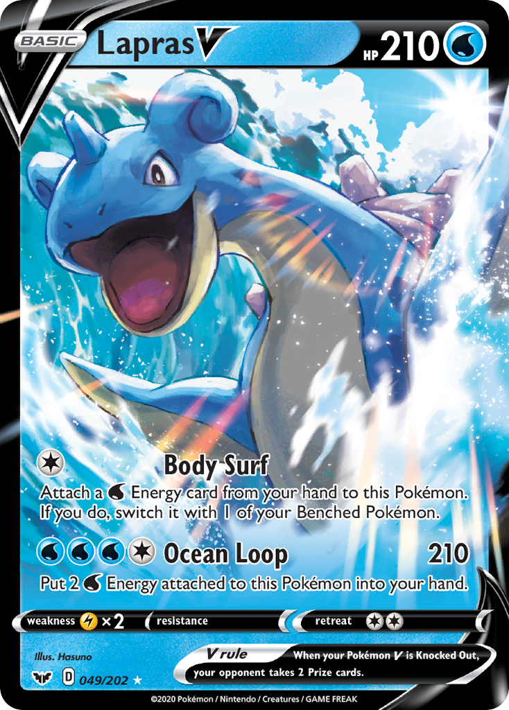 Lapras V 49/202 English Pokémon card from Sword & Shield (2020)