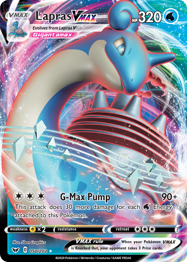 Lapras VMAX 50/202 English Pokémon card from Sword & Shield (2020)