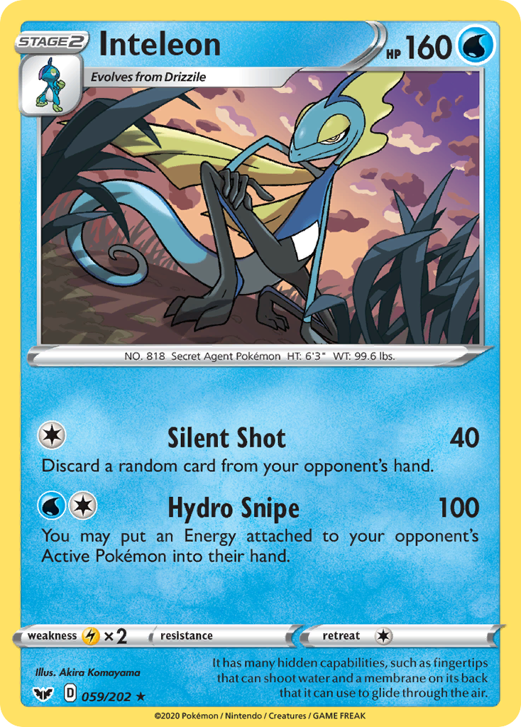 Inteleon 59/202 English Pokémon card from Sword & Shield (2020)