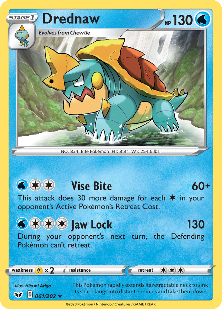 Drednaw 61/202 English Pokémon card from Sword & Shield (2020)