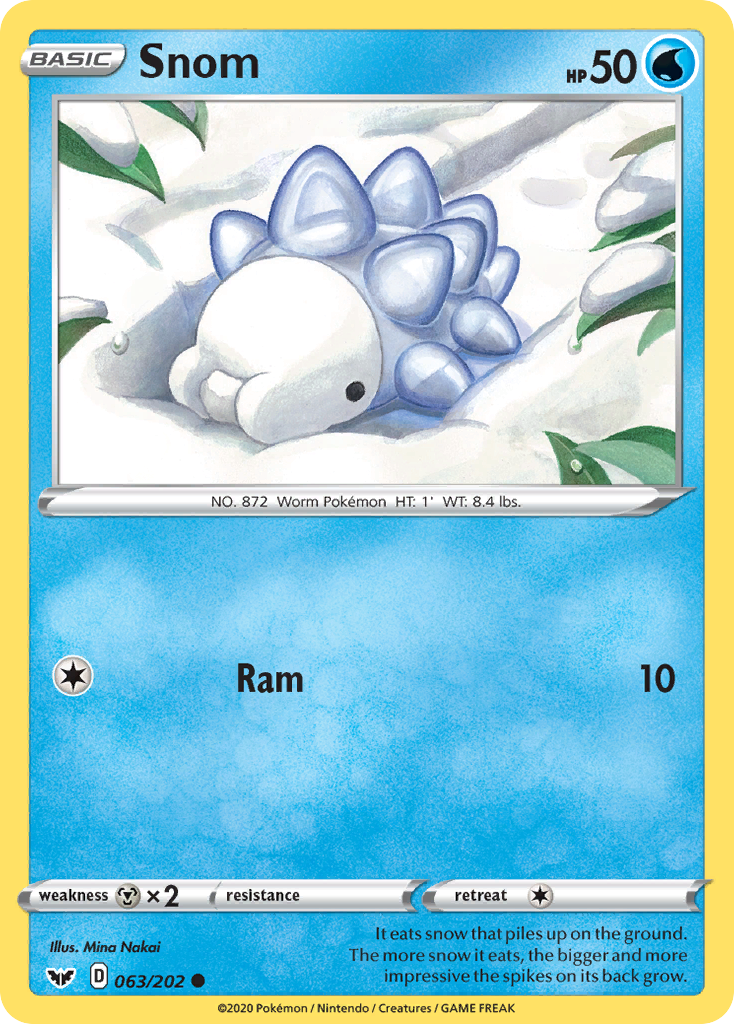 Snom 63/202 English Pokémon card from Sword & Shield (2020)