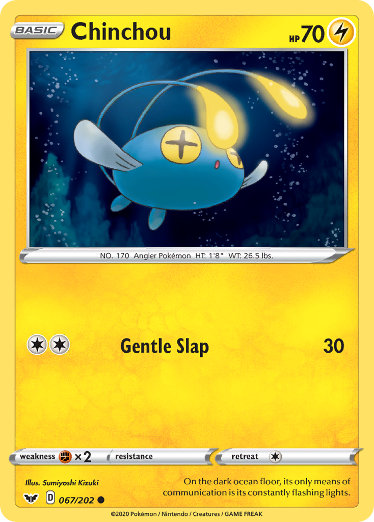 Chinchou 67/202 English Pokémon card from Sword & Shield (2020)
