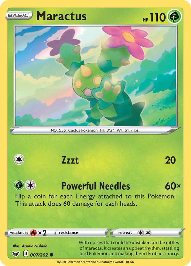 Maractus 7/202 English Pokémon card from Sword & Shield (2020)