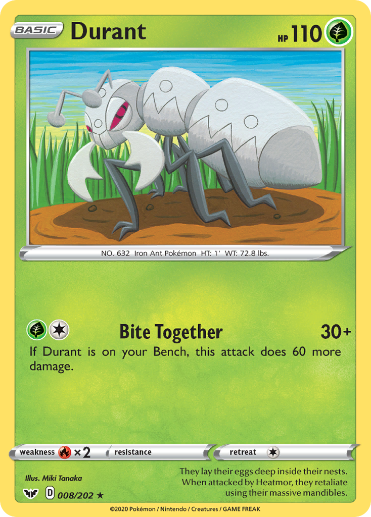 Durant 8/202 English Pokémon card from Sword & Shield (2020)