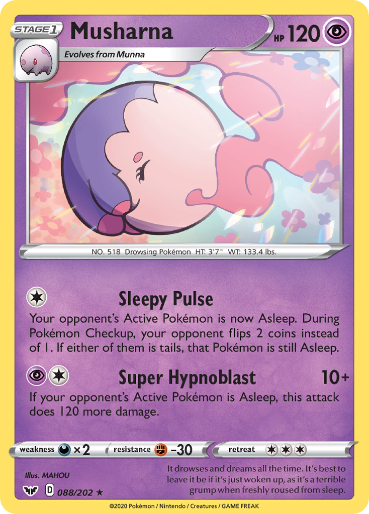 Musharna 88/202 English Pokémon card from Sword & Shield (2020)