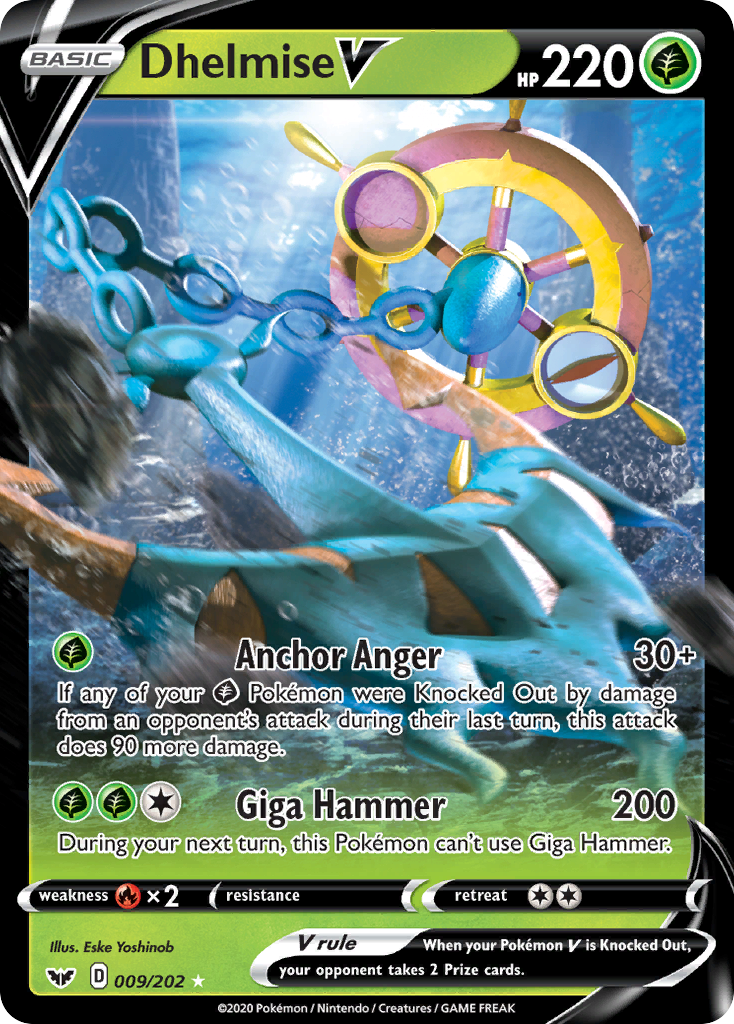 Dhelmise V 9/202 English Pokémon card from Sword & Shield (2020)