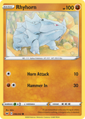 Rhyhorn 96/202 English Pokémon card from Sword & Shield (2020)