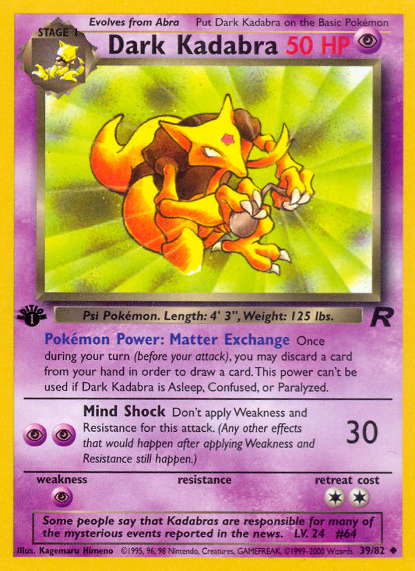 Dark Kadabra 39/82 — Pokémon Team Rocket card