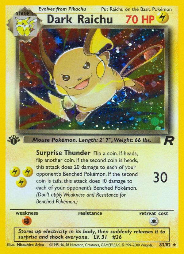 Dark Raichu 83/82 — Pokémon Team Rocket card