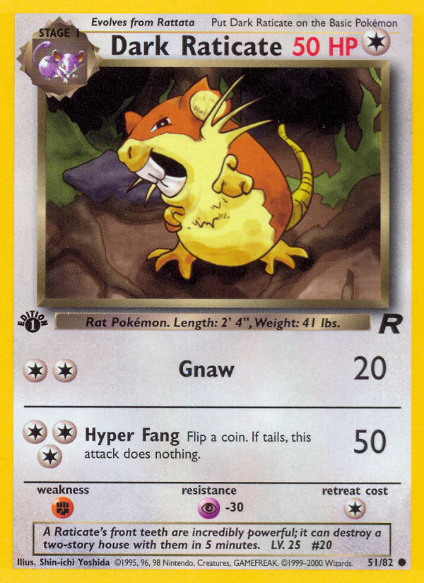 Dark Raticate 51/82 — Pokémon Team Rocket card