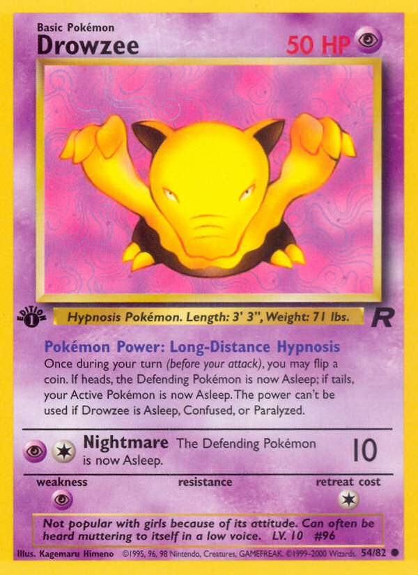 Drowzee 54/82 — Pokémon Team Rocket card