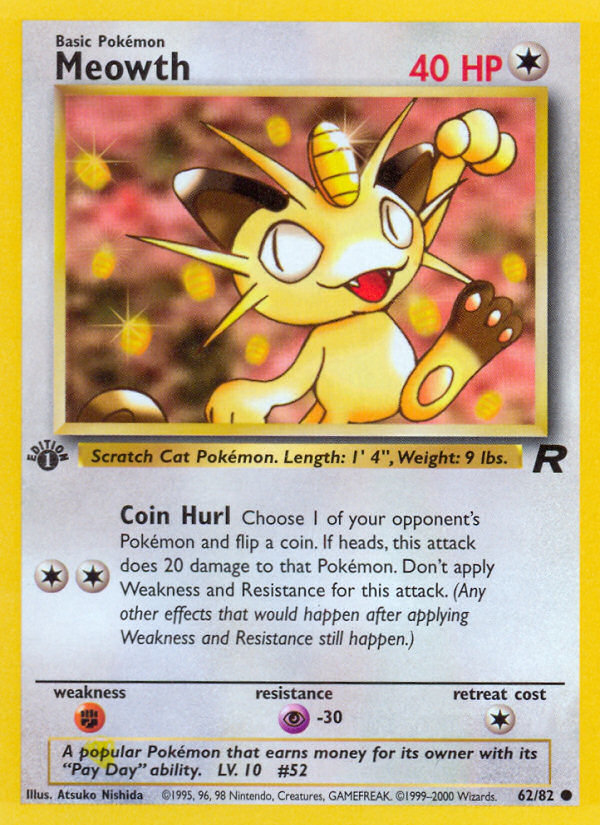 Meowth 62/82 — Pokémon Team Rocket card