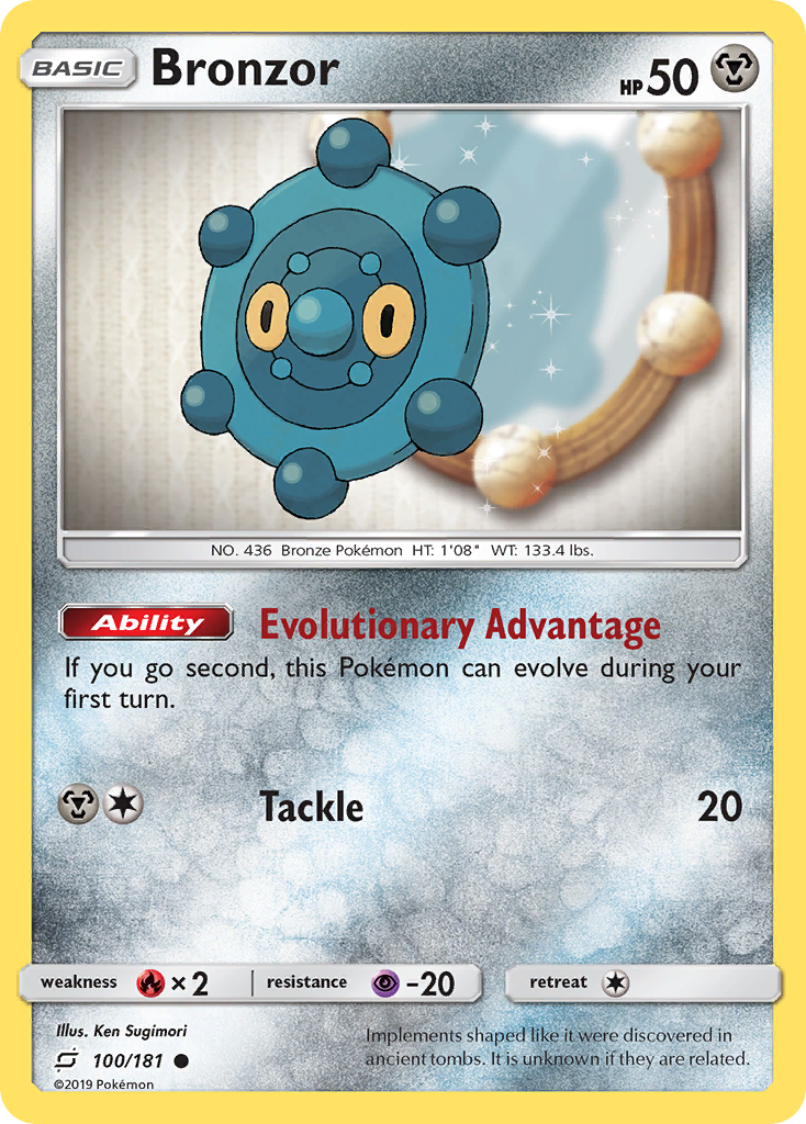 Bronzor 100/181 English Pokémon card from Team Up (2019)