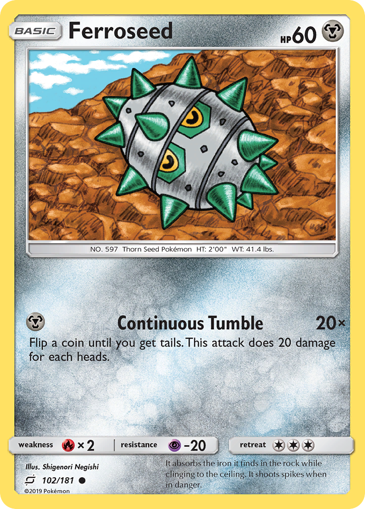 Ferroseed 102/181 English Pokémon card from Team Up (2019)